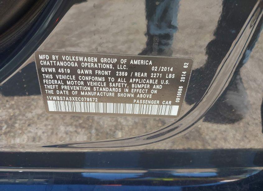 Photo 9 of 2014 Volkswagen Passat 1.8T SPORT (VIN 1VWBS7A3XEC079572)