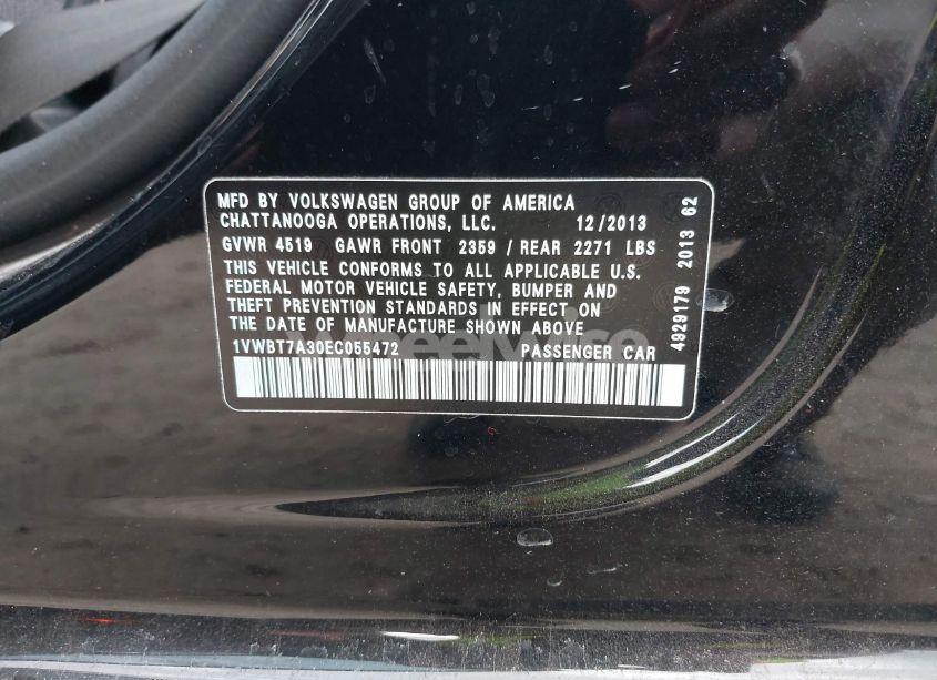 Photo 9 of 2014 Volkswagen Passat 1.8T SE (VIN 1VWBT7A30EC055472)