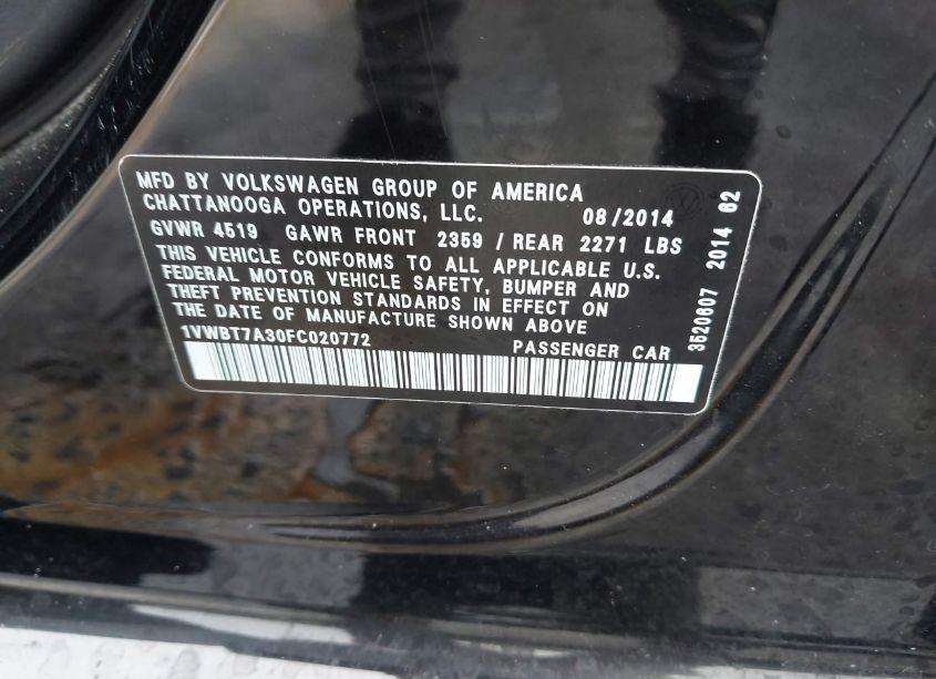 Photo 9 of 2015 Volkswagen Passat 1.8T SE (VIN 1VWBT7A30FC020772)