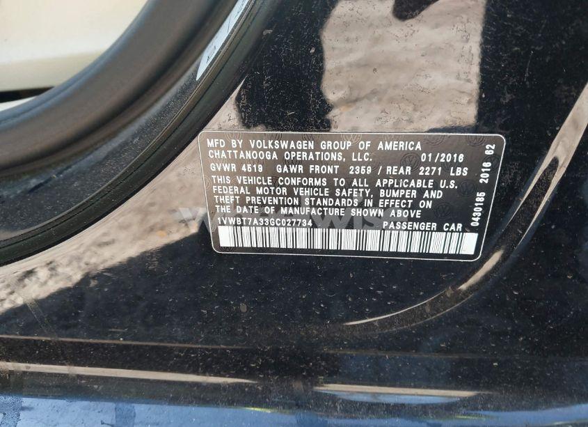 Photo 9 of 2016 Volkswagen Passat 1.8T SE (VIN 1VWBT7A33GC027734)