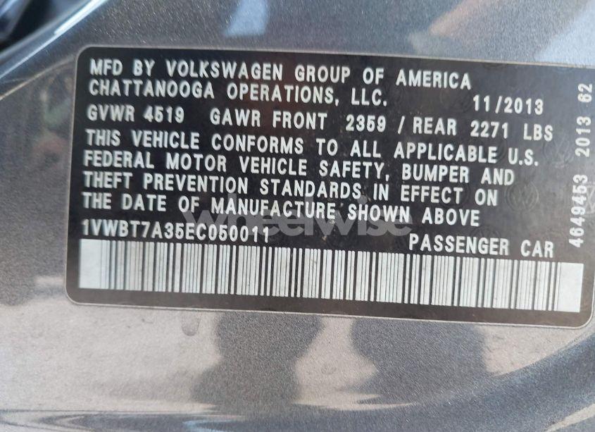 Photo 9 of 2014 Volkswagen Passat 1.8T SE (VIN 1VWBT7A35EC050011)