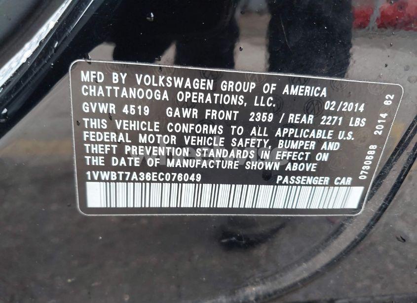 Photo 9 of 2014 Volkswagen Passat 1.8T SE (VIN 1VWBT7A36EC076049)