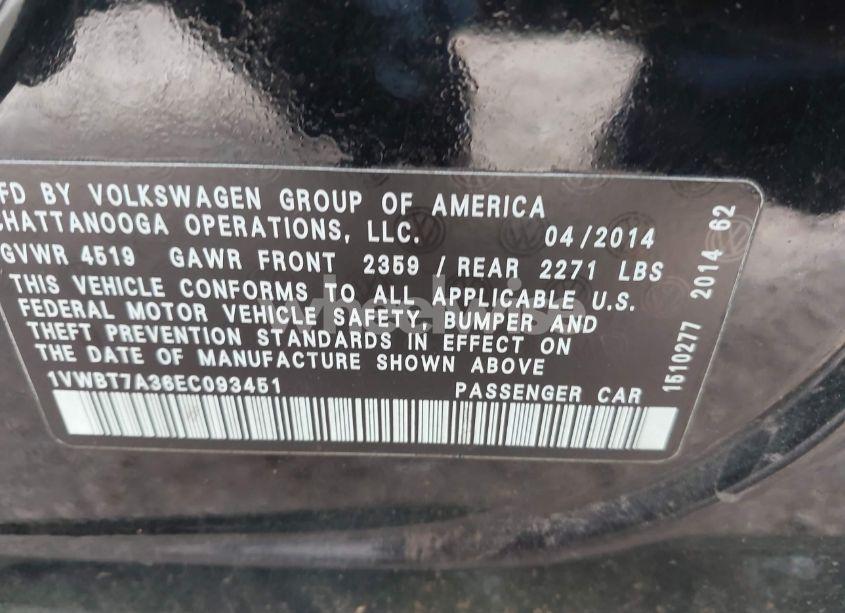 Photo 9 of 2014 Volkswagen Passat 1.8T SE (VIN 1VWBT7A36EC093451)