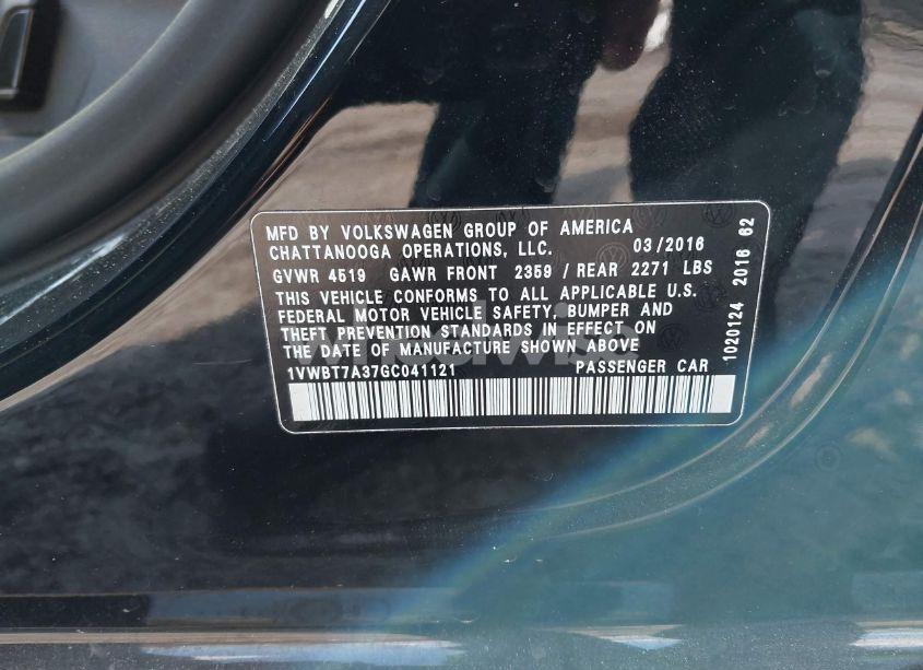 Photo 9 of 2016 Volkswagen Passat 1.8T SE (VIN 1VWBT7A37GC041121)