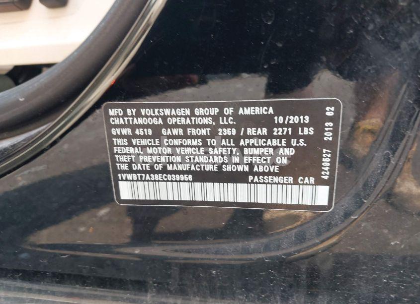 Photo 9 of 2014 Volkswagen Passat 1.8T SE (VIN 1VWBT7A38EC039956)