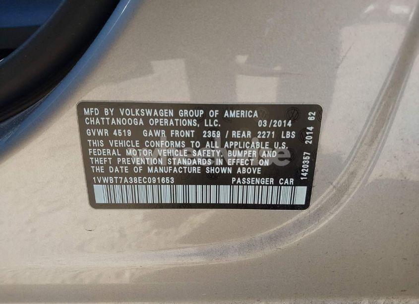 Photo 9 of 2014 Volkswagen Passat 1.8T SE (VIN 1VWBT7A38EC091653)