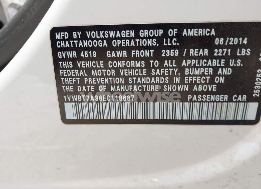 Photo 9 of 2014 Volkswagen Passat 1.8T SE (VIN 1VWBT7A38EC118687)