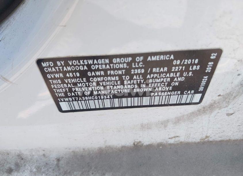 Photo 9 of 2017 Volkswagen Passat 1.8T SE (VIN 1VWBT7A38HC019341)