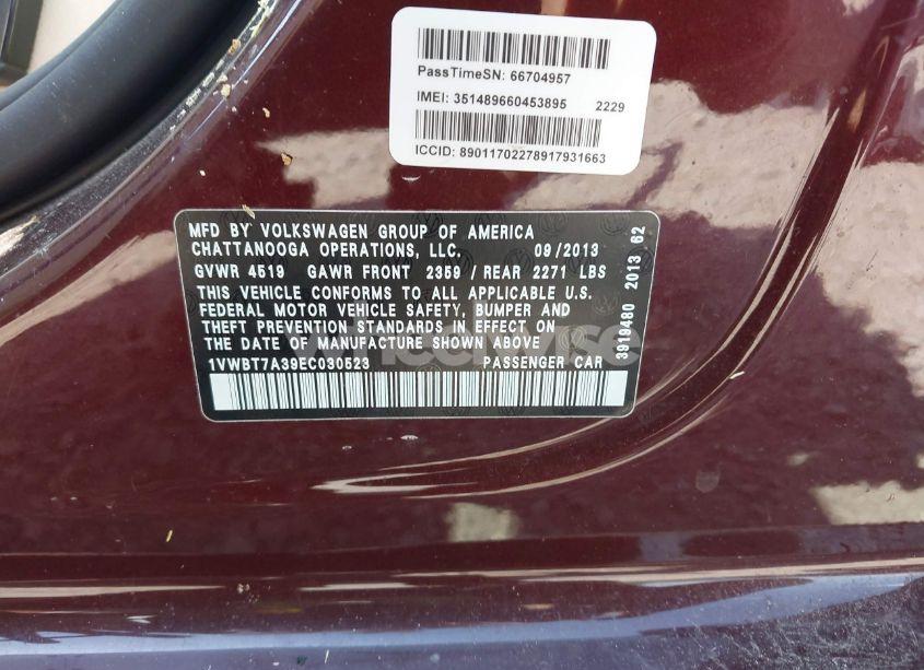 Photo 9 of 2014 Volkswagen Passat 1.8T SE (VIN 1VWBT7A39EC030523)