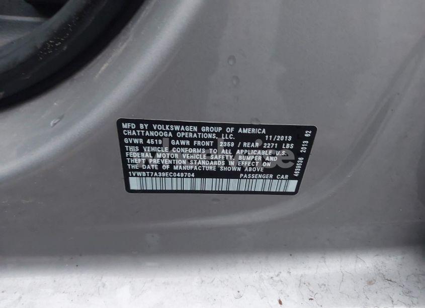 Photo 9 of 2014 Volkswagen Passat 1.8T SE (VIN 1VWBT7A39EC049704)