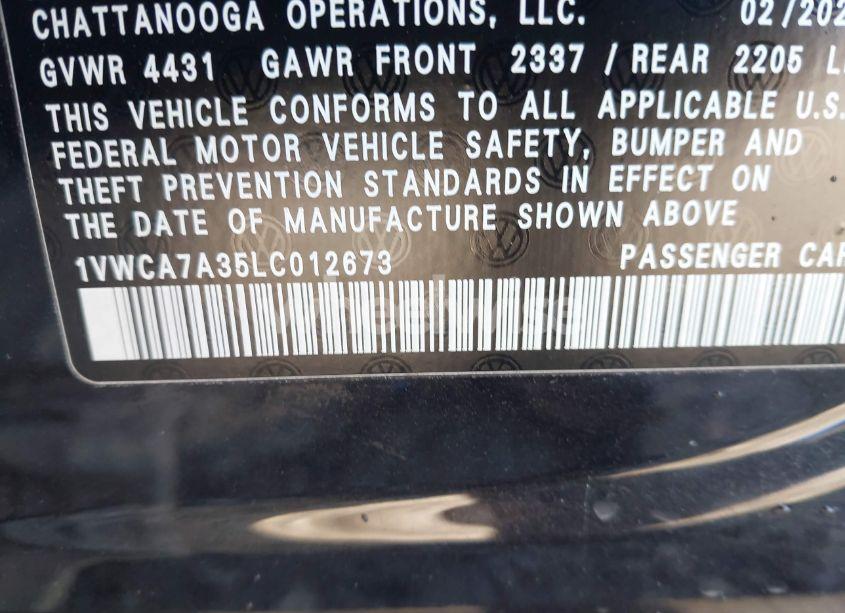 Photo 9 of 2020 Volkswagen Passat 2.0T SEL (VIN 1VWCA7A35LC012673)