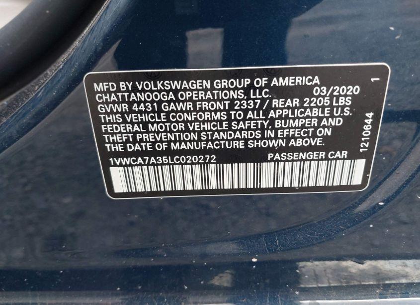 Photo 9 of 2020 Volkswagen Passat 2.0T SEL (VIN 1VWCA7A35LC020272)
