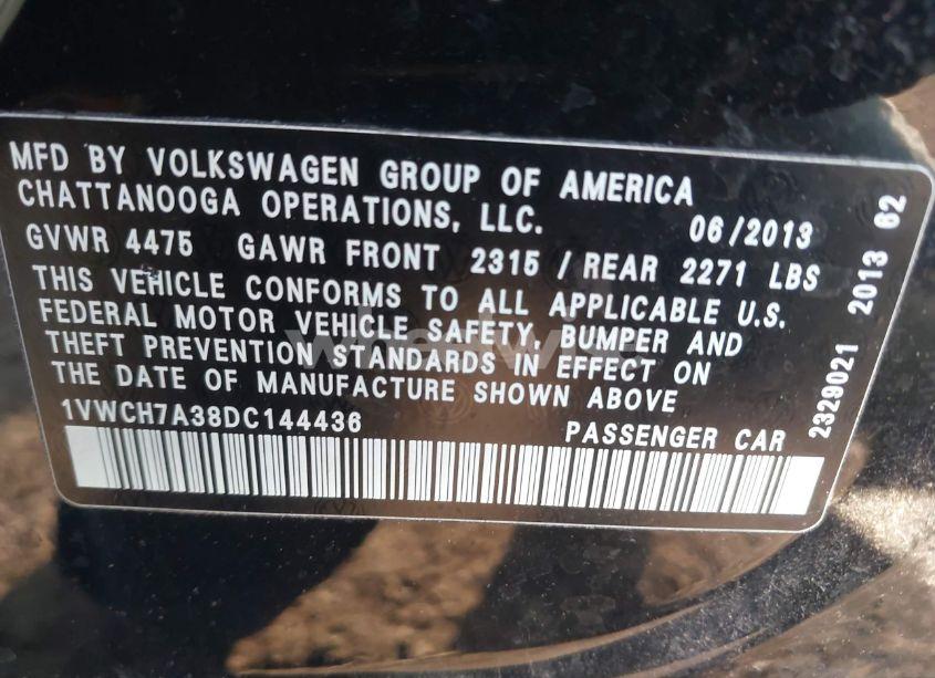Photo 9 of 2013 Volkswagen Passat 2.5L SEL PREMIUM (VIN 1VWCH7A38DC144436)