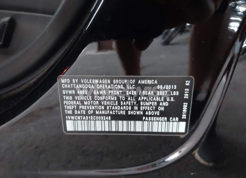 Photo 9 of 2014 Volkswagen Passat 2.0L TDI SEL PREMIUM (VIN 1VWCN7A31EC003248)