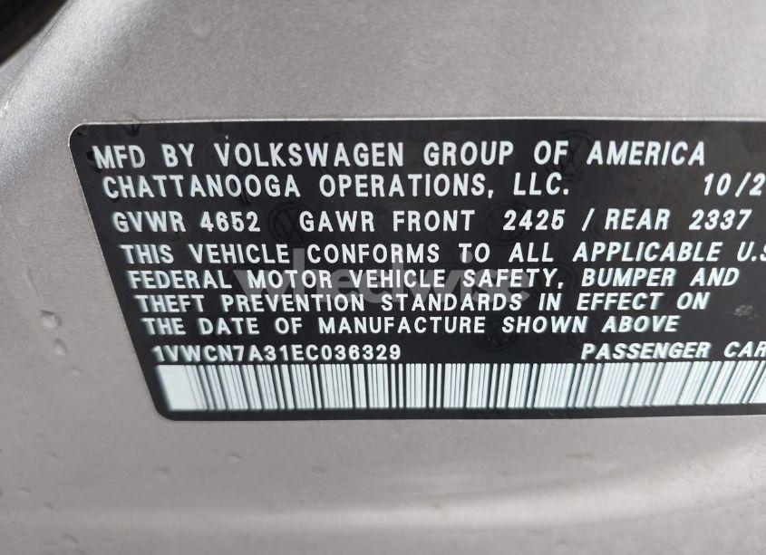 Photo 9 of 2014 Volkswagen Passat 2.0L TDI SEL PREMIUM (VIN 1VWCN7A31EC036329)