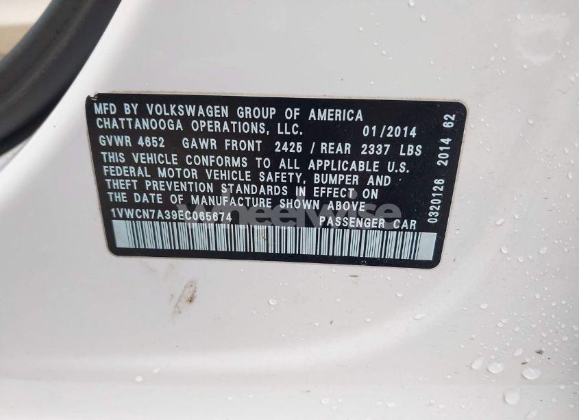 Photo 9 of 2014 Volkswagen Passat 2.0L TDI SEL PREMIUM (VIN 1VWCN7A39EC065674)