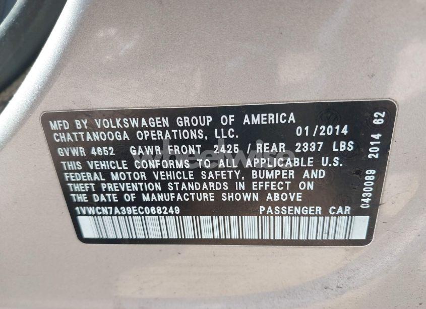 Photo 9 of 2014 Volkswagen Passat 2.0L TDI SEL PREMIUM (VIN 1VWCN7A39EC068249)