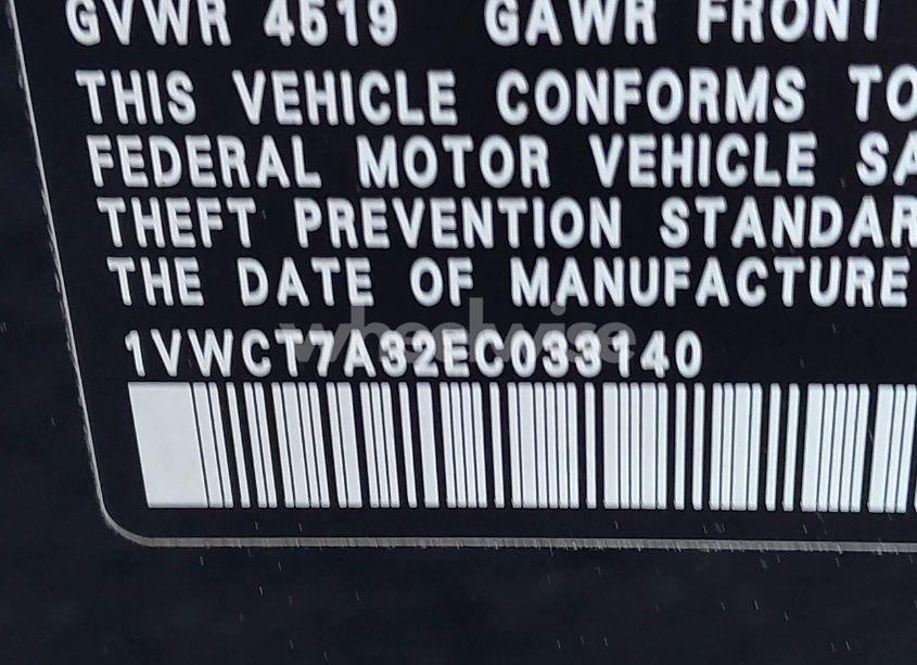 Photo 9 of 2014 Volkswagen Passat 1.8T SEL PREMIUM (VIN 1VWCT7A32EC033140)