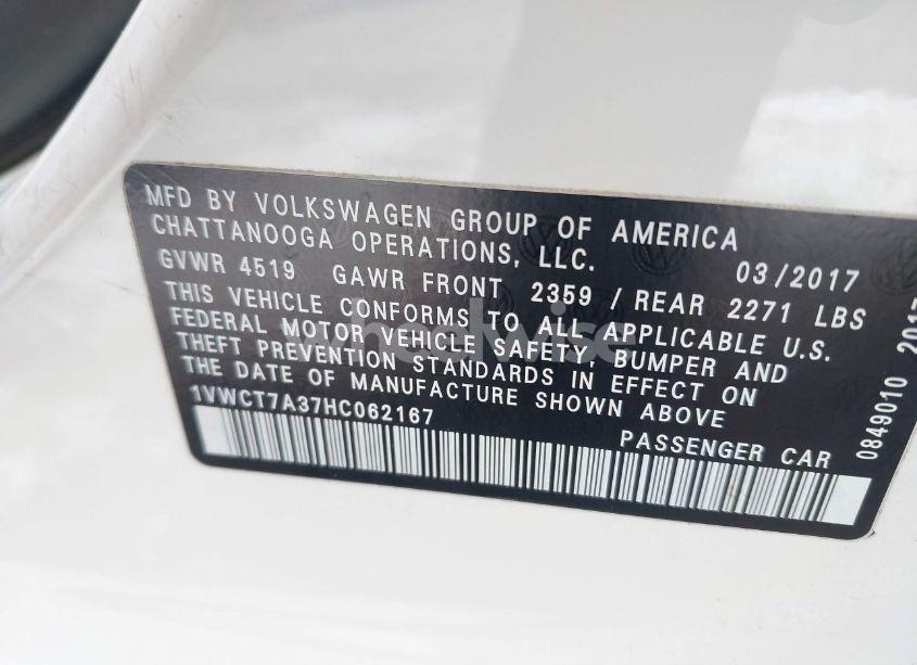Photo 9 of 2017 Volkswagen Passat 1.8T SEL PREMIUM (VIN 1VWCT7A37HC062167)