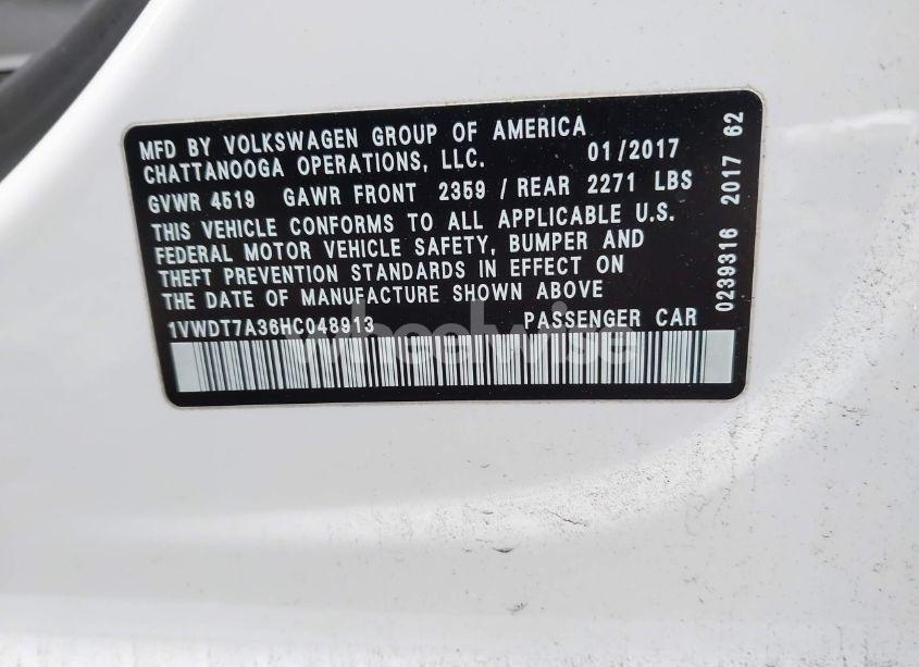 Photo 9 of 2017 Volkswagen Passat 1.8T R-LINE (VIN 1VWDT7A36HC048913)