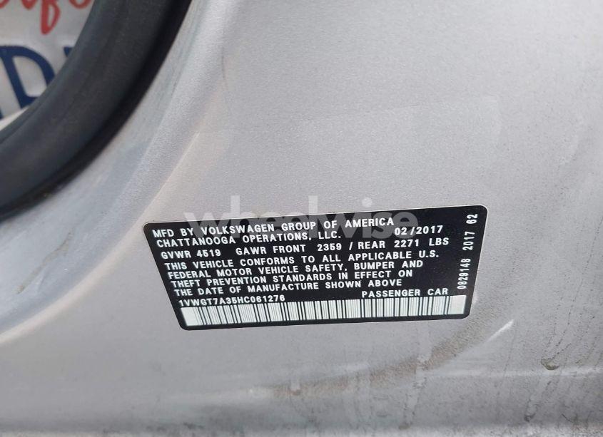 Photo 9 of 2017 Volkswagen Passat 1.8T SE (VIN 1VWGT7A35HC061276)