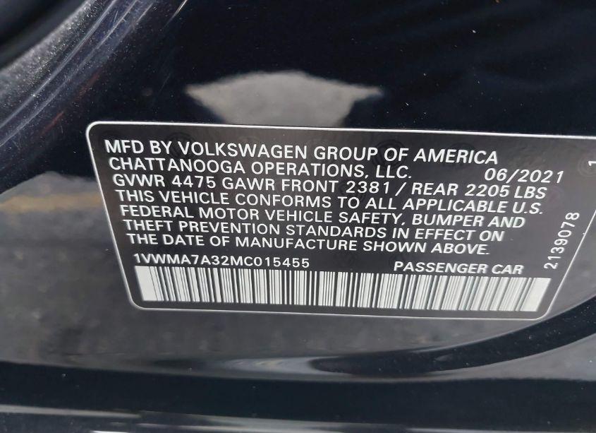 Photo 9 of 2021 Volkswagen Passat 2.0T R-LINE (VIN 1VWMA7A32MC015455)