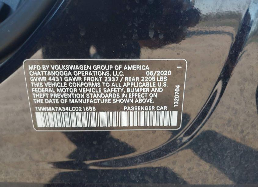 Photo 9 of 2020 Volkswagen Passat 2.0T R-LINE (VIN 1VWMA7A34LC021658)