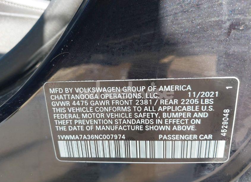Photo 9 of 2022 Volkswagen Passat 2.0T R-LINE (VIN 1VWMA7A36NC007974)