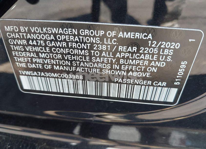 Photo 9 of 2021 Volkswagen Passat 2.0T SE (VIN 1VWSA7A30MC003988)