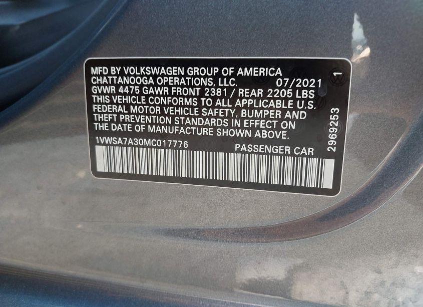 Photo 9 of 2021 Volkswagen Passat 2.0T SE (VIN 1VWSA7A30MC017776)