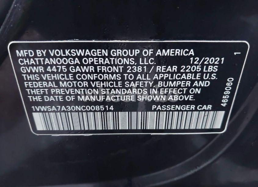 Photo 9 of 2022 Volkswagen Passat 2.0T SE (VIN 1VWSA7A30NC008514)