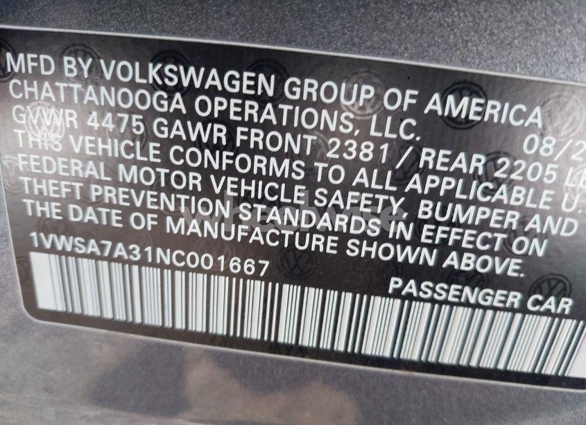 Photo 9 of 2022 Volkswagen Passat 2.0T SE (VIN 1VWSA7A31NC001667)