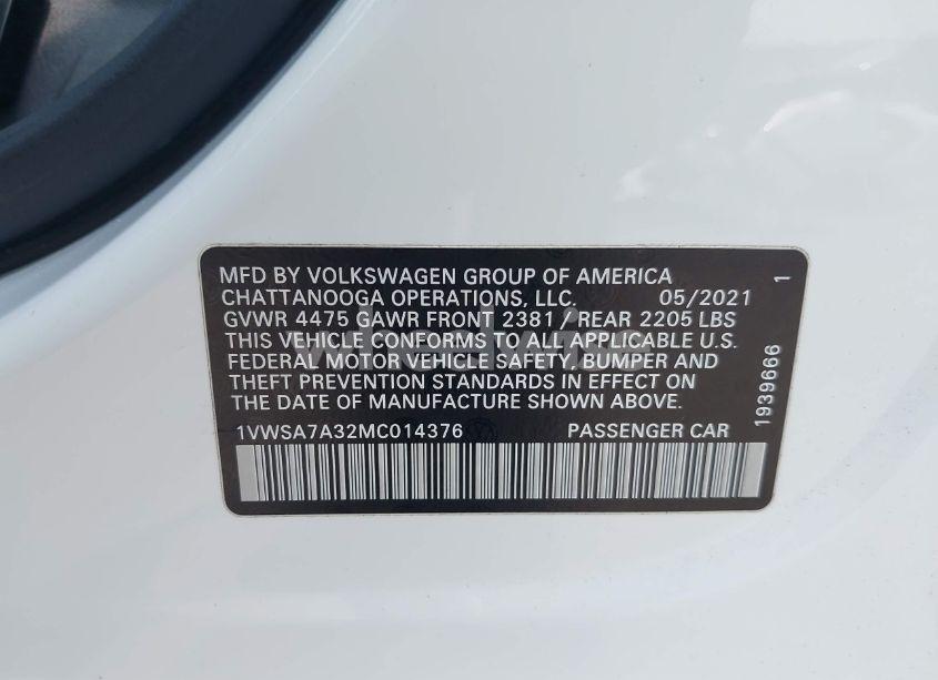 Photo 9 of 2021 Volkswagen Passat 2.0T SE (VIN 1VWSA7A32MC014376)