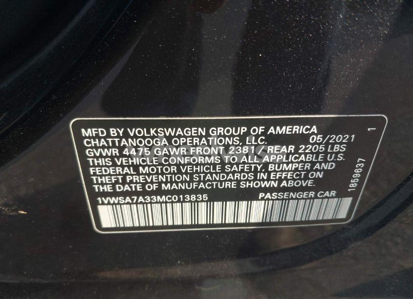 Photo 9 of 2021 Volkswagen Passat 2.0T SE (VIN 1VWSA7A33MC013835)