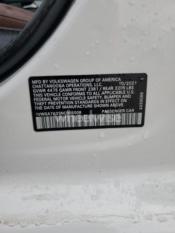 Photo 14 of 2022 VOLKSWAGEN PASSAT SE (VIN 1VWSA7A33NC005008)