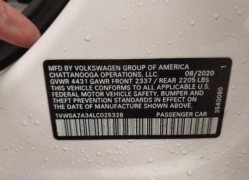 Photo 9 of 2020 Volkswagen Passat 2.0T SE (VIN 1VWSA7A34LC025328)