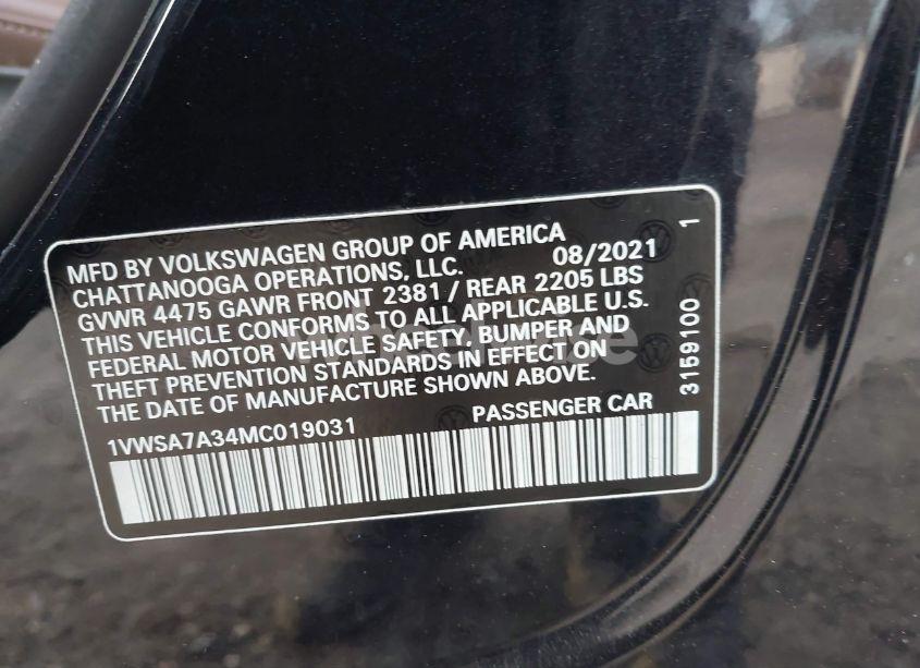 Photo 9 of 2021 Volkswagen Passat 2.0T SE (VIN 1VWSA7A34MC019031)