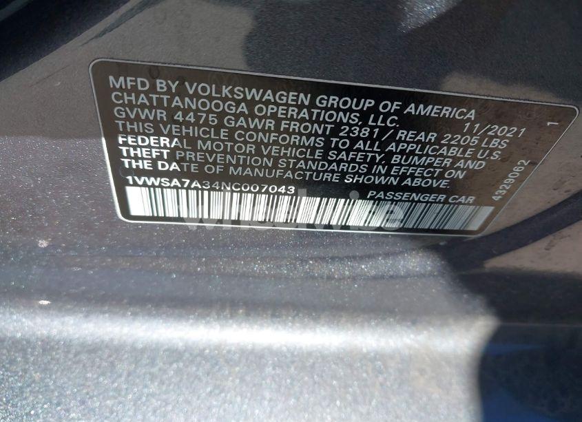 Photo 9 of 2022 Volkswagen Passat 2.0T SE (VIN 1VWSA7A34NC007043)