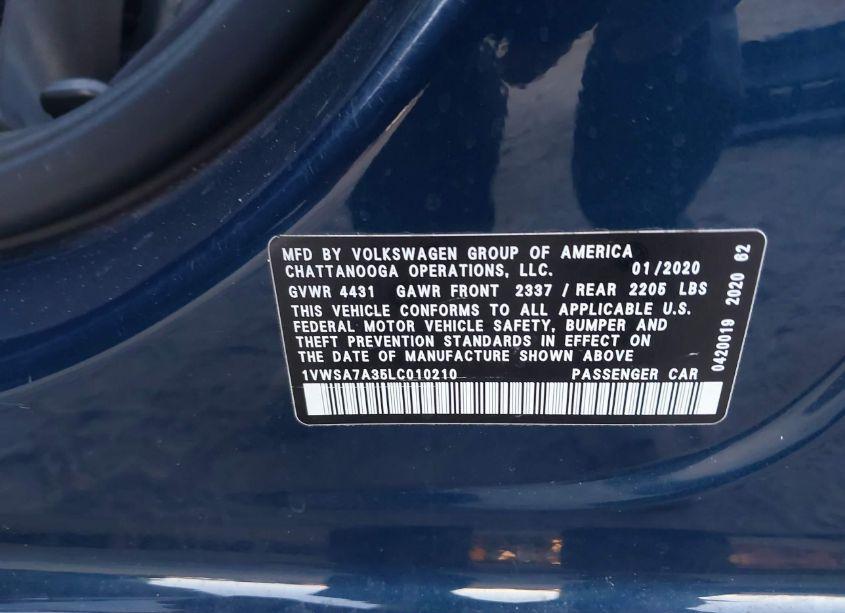 Photo 9 of 2020 Volkswagen Passat 2.0T SE (VIN 1VWSA7A35LC010210)