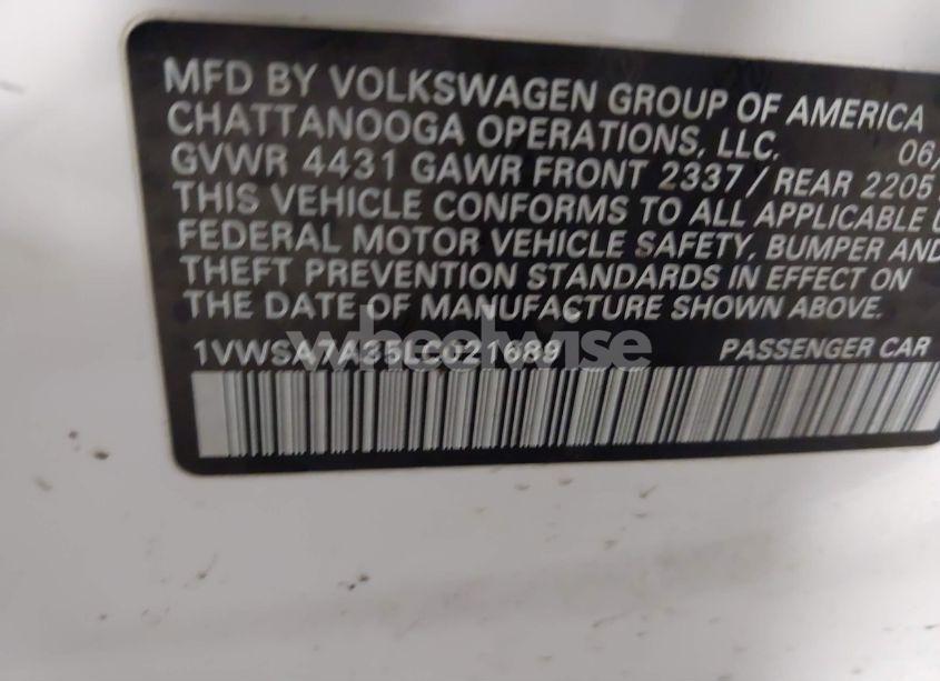 Photo 9 of 2020 Volkswagen Passat 2.0T SE (VIN 1VWSA7A35LC021689)