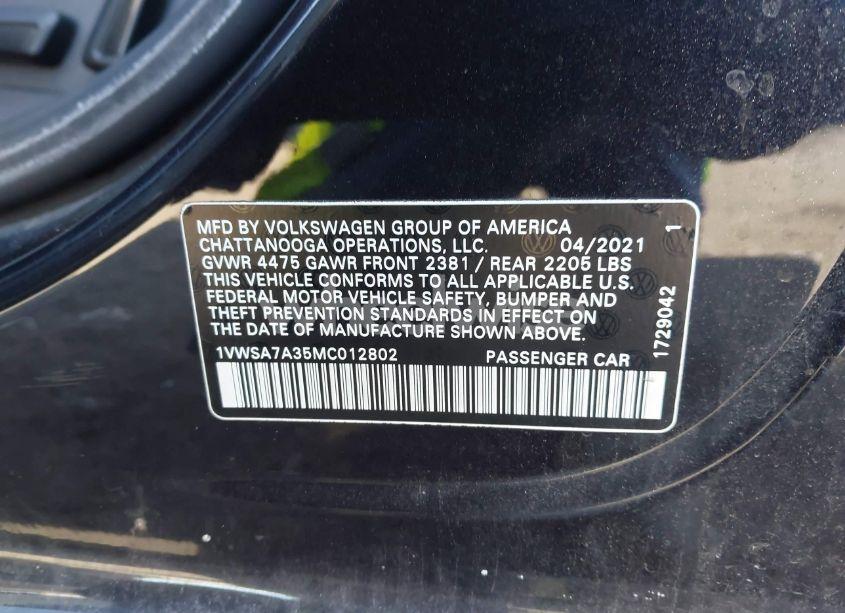 Photo 9 of 2021 Volkswagen Passat 2.0T SE (VIN 1VWSA7A35MC012802)