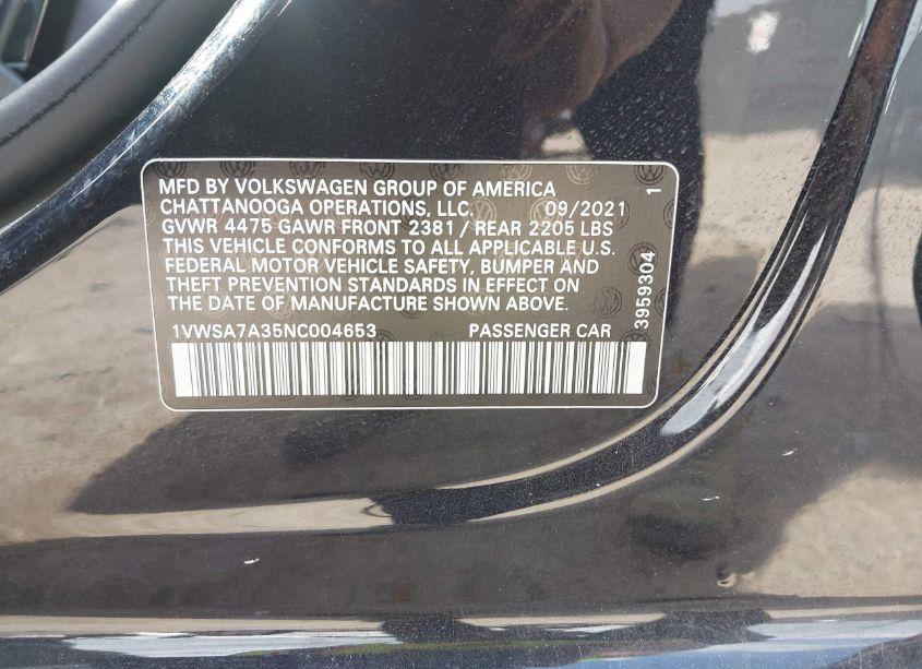 Photo 9 of 2022 Volkswagen Passat 2.0T SE (VIN 1VWSA7A35NC004653)