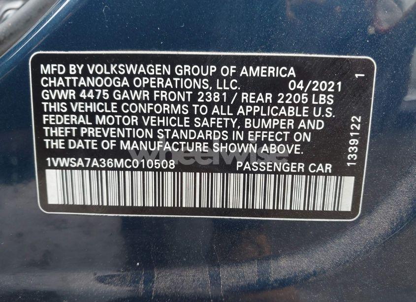 Photo 9 of 2021 Volkswagen Passat 2.0T SE (VIN 1VWSA7A36MC010508)