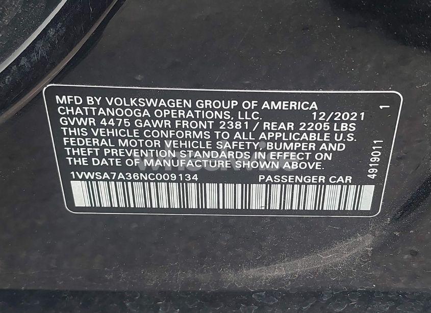Photo 9 of 2022 Volkswagen Passat 2.0T SE (VIN 1VWSA7A36NC009134)