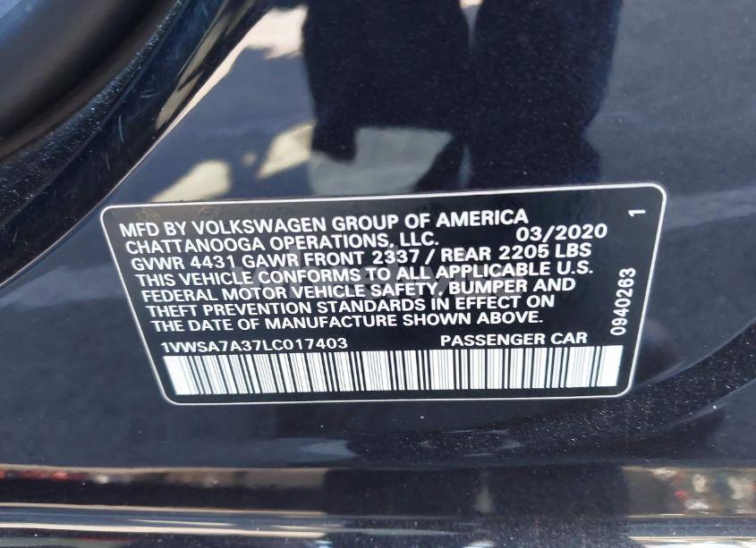 Photo 9 of 2020 Volkswagen Passat 2.0T SE (VIN 1VWSA7A37LC017403)