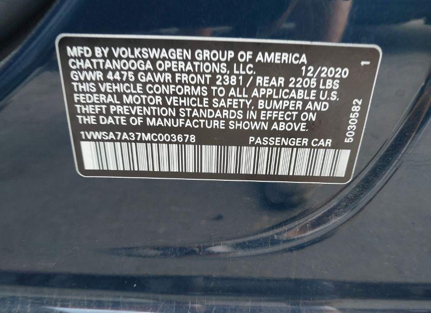 Photo 9 of 2021 Volkswagen Passat 2.0T SE (VIN 1VWSA7A37MC003678)