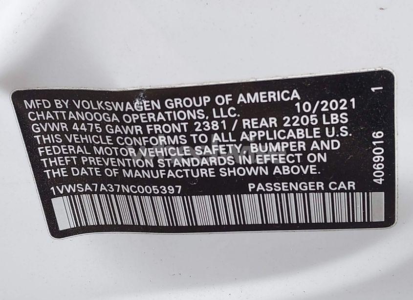 Photo 9 of 2022 Volkswagen Passat 2.0T SE (VIN 1VWSA7A37NC005397)