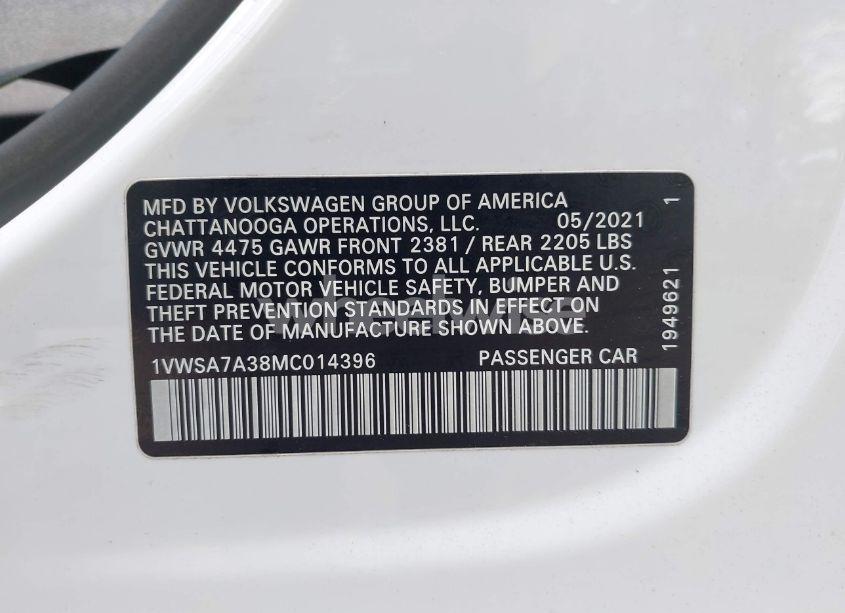 Photo 9 of 2021 Volkswagen Passat 2.0T SE (VIN 1VWSA7A38MC014396)