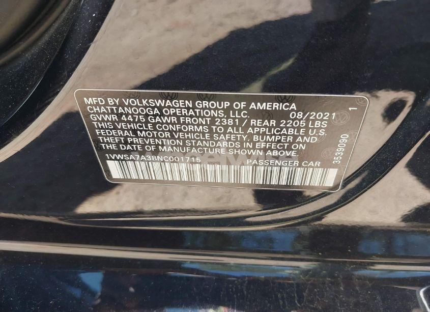Photo 9 of 2022 Volkswagen Passat 2.0T SE (VIN 1VWSA7A38NC001715)