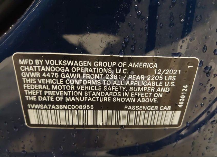 Photo 9 of 2022 Volkswagen Passat 2.0T SE (VIN 1VWSA7A38NC008955)